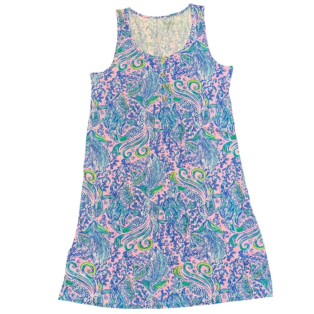 Lilly Pulitzer We Mermaid It Lela Henley Tank Dress Lilac Rose Small